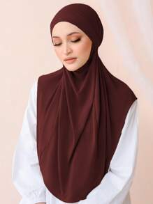 1pc Instant Hijab Muslim Instant Khimar, Soft, Comfortable, Breathable, Skin-Friendly Crystal Linen Fabric, Forehead Strap Design For Secure Fit, Multiple Wearing Styles, Suitable For Daily Life, Worship, Gathering, Prayer, Pilgrimage