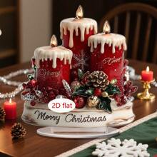 1/2/4 Pcs Merry Christmas Candle Desktop Decoration Multipurpose 2D Acrylic Plaque Home Dormitory Office Winter Gift Christmas Surprise