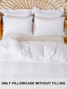 1pc/2pcs/4pcs Cozy Tufted Microfiber Pillow Cover Set (Pillow Inner Not Included), Soft & Comfortable, Suitable For All Seasons Christmas Gift - White - View 2