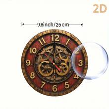14inch Vintage Red Gear Clock - Silent Quartz Movement, Battery Operated (AA Batteries Not Included) - Rustic Home Decor For Living Room And Bedroom, Antique Look With Gear Mechanism - Multicolor - View 6