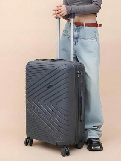 Premium Quality Lightweight Hard Shell Suitcase. Dark Grey Luggage, Zipper Bag, Carry-On Travel Case, 20/24/28 Multiple Sizes, Scratch-Resistant, Explosion-Proof, Quiet Spinner Wheels, PP Material, Password Lock, TSA Lock, Spacious Travel Luggage, Practical Anti-Scratch, Suitable For College Students, Honeymoon Couples, Moving, Holiday Gifts - Greyish Blue - Dark Grey - 1 Piece Set - 3 Pieces Set - 20 Inch - 24 Inch - 28 Inch - Multiple Sizes Multi-Piece Set