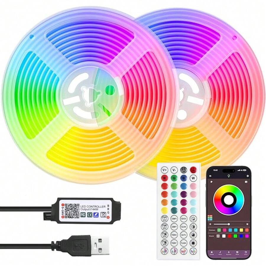 1m-30m Smart LED Strip Lights With APP Remote Control, Suitable For Bedroom And Home Decor