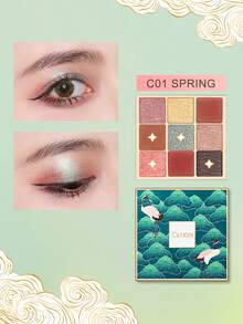 CATKIN 9-Color Neutral Eyeshadow Palette - Matte & Shimmer Eyeshadows, High Pigment Matte & Pearl Finish, Spring C01 - C01 Spring - 查看 9