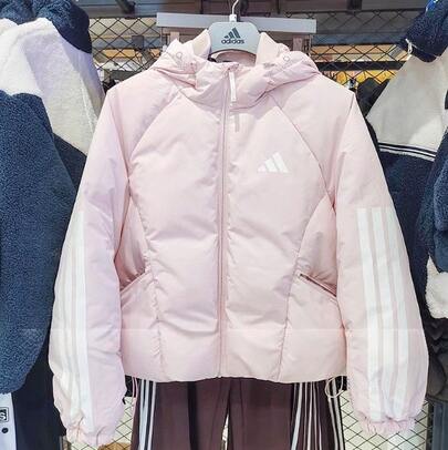 Adidas معطف نسائي فضفاض دافئ للخارج مبطن بالريش