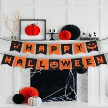 AFYPRTY 1 Set Halloween Paper Party Banner Happy Halloween Pennants Suitable For Halloween Decoration, Party Decoration, Home Decoration, Festival Supplies