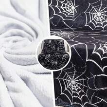 Gothic Spider Web Blanket - Halloween Themed Throw For Goth Room Decor, Black Horror Blanket, Soft Flannel For Couch, Bed, And Haunted Mansion Use - 280 GSM - 彩色 - 查看 6