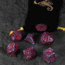 7 件套多面骰子，采用万圣节主题骷髅和南瓜图案，配有骰子收纳袋。非常适合角色扮演游戏，非常适合收藏，也是万圣节和圣诞节的绝佳礼物！ - 彩色 - 查看 8