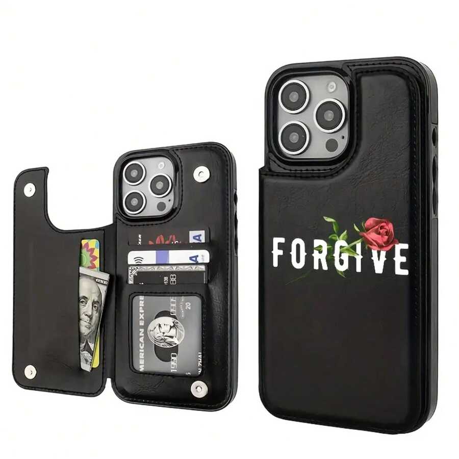 Teléfono de moda de cuero sintético 16 15 14 13 11 12 Pro Plus, funda con tapa con ranura para tarjetas, usuarios de negocios de gama alta, cuero sintético negro - Negro - Ver 1