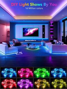 NBBUFF 16-100ft LED Strip Lights, Suitable For Room Decoration, Remote Control Color Changing Lights, Adjustable Color And Brightness, 6 DIY Modes, Applicable For Bedroom Decor, Home Decor, TV Backlight, Living Room, Halloween, Christmas Decoration, Also A Great Gift - Multicolor Light - View 5