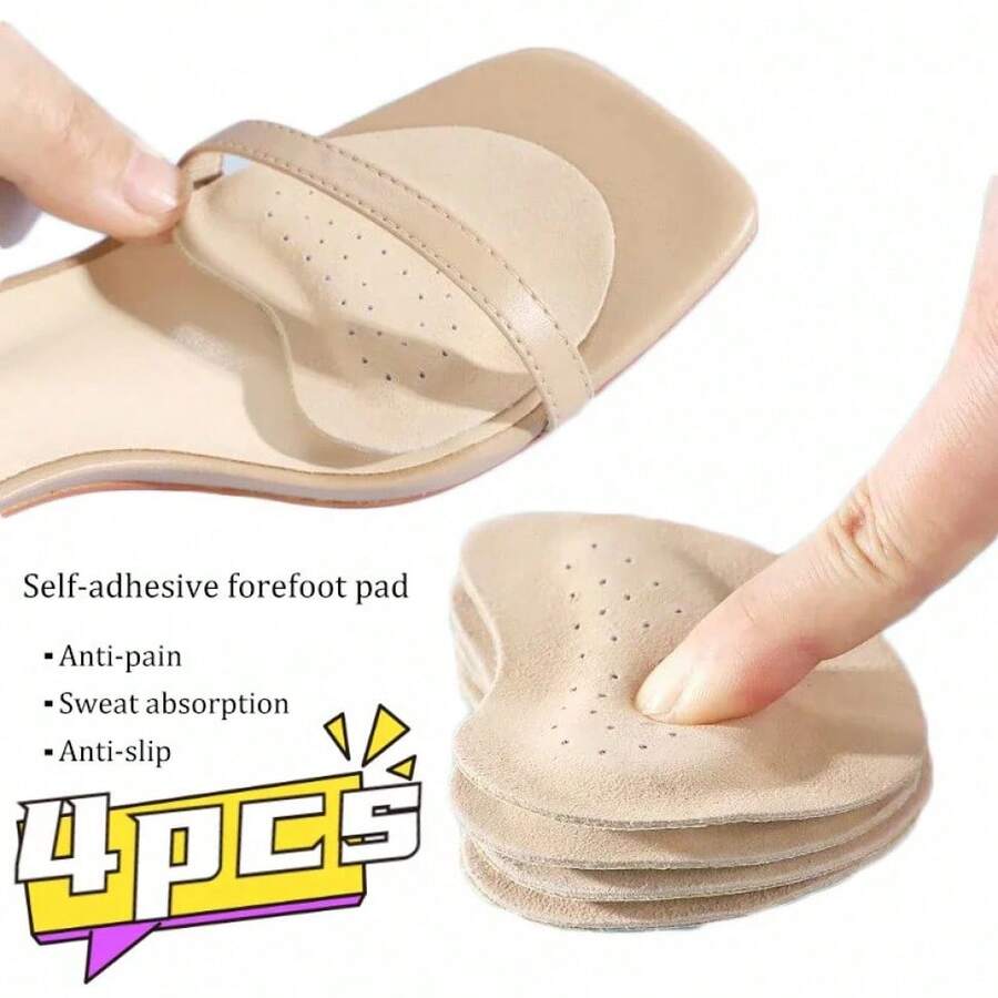 2/4pcs Sandals Anti-Slip Stickers Leather Forefoot Pad Women High Heels Pain Relief Insert Insoles Toe Cushion Foot Care Shoes PadInsole Comfortable,Insole Sports,Insole Sports Shoes