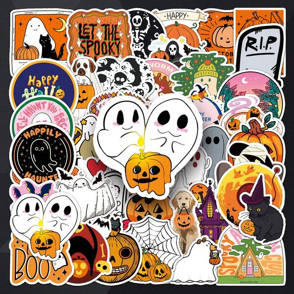 50pcs Halloween Stickers, Cartoon Luggage Graffiti, Skateboard, Notebook Decorative Stickers