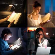 Lampe de lecture LED rechargeable à 3 couleurs avec clip - Niveaux de luminosité multiples, 3 températures de couleur, longue autonomie, col de cygne flexible, angle réglable, port de charge USB-C, conception compacte et portable pour la lecture et le travail au lit, en dortoir, au bureau à domicile - Rose bonbon - Voir 6