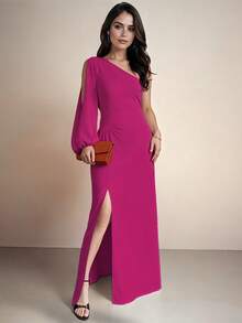 Women Long Dresses - Hot Pink - View 3