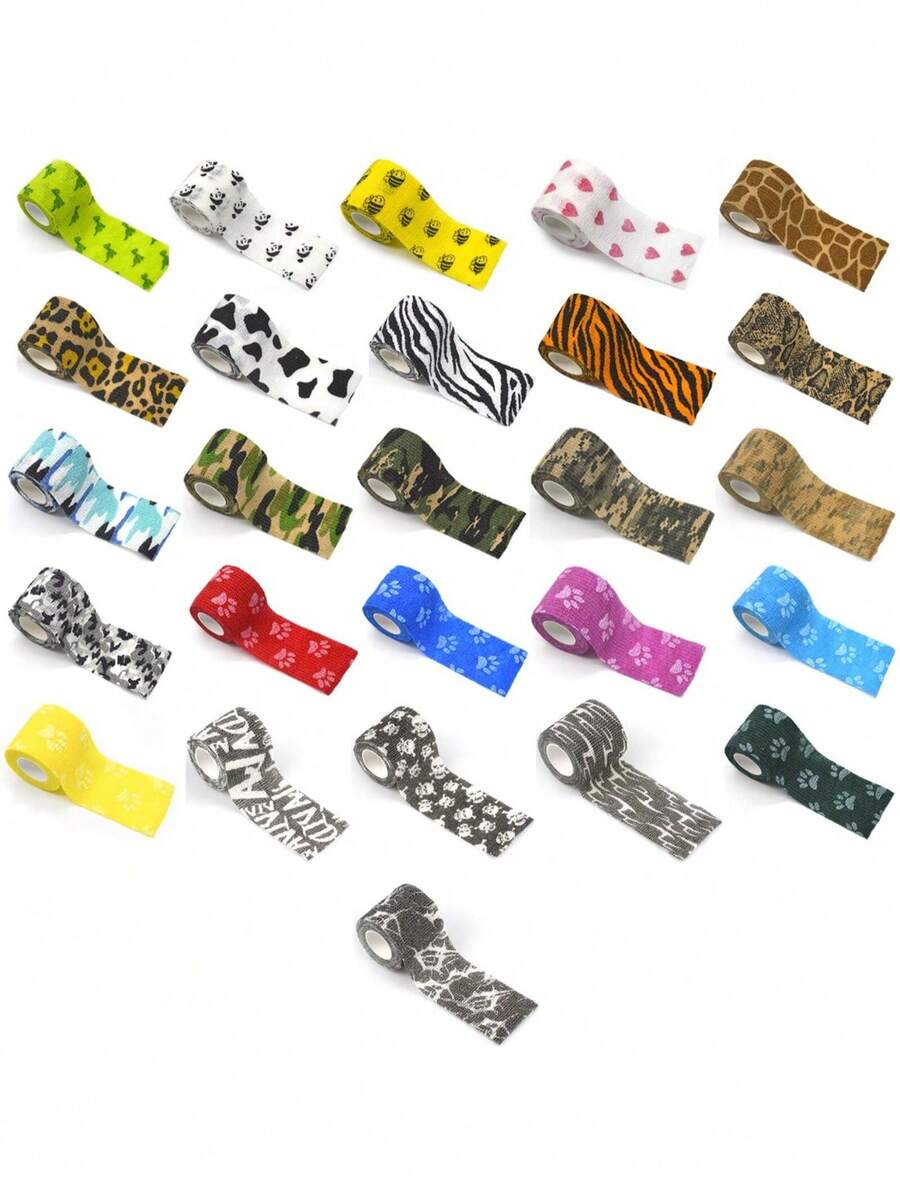 1/5/10/24片装自粘纹身绷带，纹身防滑贴，一次性自粘纹身胶带，适用于万圣节，弹性绷带卷，纹身机专用自粘胶带，运动胶带，动物绷带（适用于膝盖、手指、脚踝、手掌等），适用于宠物，运动纹身，适合初学者和经验丰富的纹身师