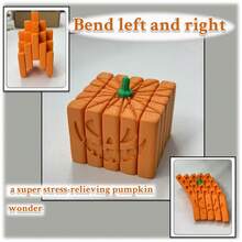 3D Printed Transformable Pumpkin Head, Halloween Funny Stress Relief Toy, Durable Square Shape Can Be Twisted And Stretched, Smooth Twisting Night Decor, Scary Surprise, Desk Office Stress Relief Gadget, Ghoul Gift