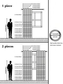 1 件/2 件仿亚麻遮光窗帘，多种尺寸可选，适用于卧室、客厅、家庭影院、餐厅，带拉绳窗帘布，深灰色