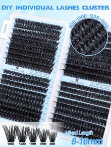 Zestaw 144/180/216/300/648 kępek rzęs D-Roll, sztuczne rzęsy DIY do segmentacji w domu, gęste i puszyste sztuczne rzęsy, z klejem i zabezpieczeniem, szczoteczka do zębów, zestaw pęset, odpowiednie dla początkujących, hybrydowy inteligentny zestaw do przedłużania rzęs 10-16 mm, zestaw DIY: osobiste rzęsy + klej + pęseta + czarna szczoteczka do oczu, łatwy w użyciu, odpowiedni do makijażu i pielęgnacji różnych oczu, na co dzień, na wesele, na imprezę, prezent dla ucznia na powrót do szkoły, zestaw kępek rzęs, rzęsy, sztuczne rzęsy