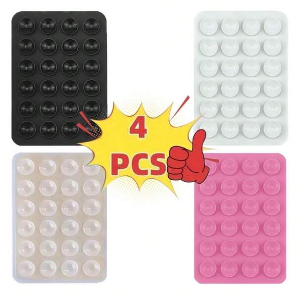 6 pièces/5 pièces/4 pièces/3 pièces Support de téléphone en silicone avec ventouse, support adhésif étanche convenant à la plupart des téléphones, support d'anneau de téléphone universel, pour selfie et vidéo, avec accessoires de montage adhésifs puissants