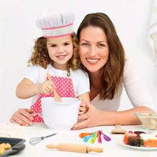 Juego de cocina para niños, Juego de delantal de cocina para niños, Juego de herramientas de horneado y accesorios para pasteles para niños que incluye batidor, rodillo (los patrones y colores pueden variar) Cocina para niños, Juguetes de cocina, Rodillo, Cocina para niños, Horneado para niños, Rodillo, Cocina - Multicolor - Ver 8