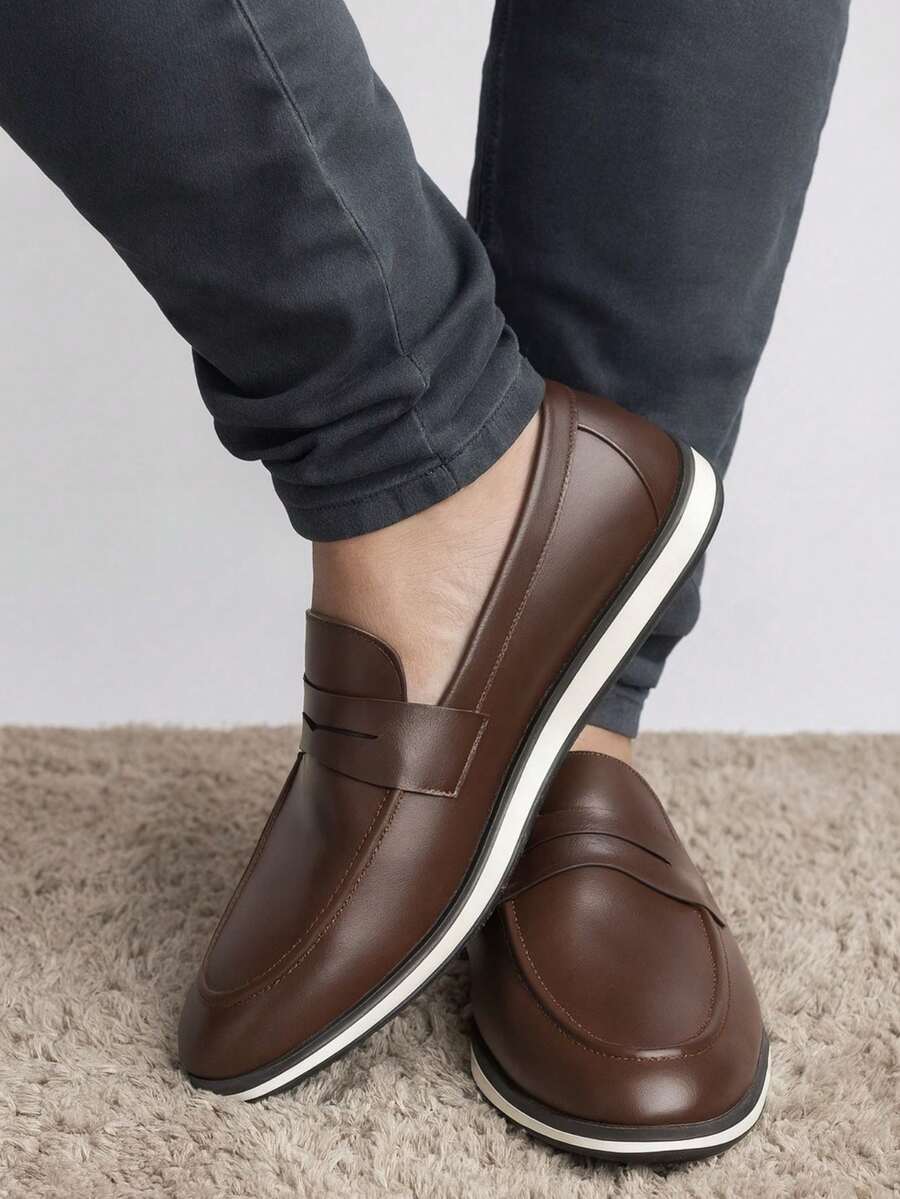 Formal Loafer Sport Thin Casual Elegant Modern Moccasin Shoe - 鏽棕色 - 查看 1