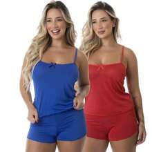 Pitbull American Conjunto de Baby Doll Liso em Várias Cores Pijama Short Doll Conforto para Dormir Linha Noite.