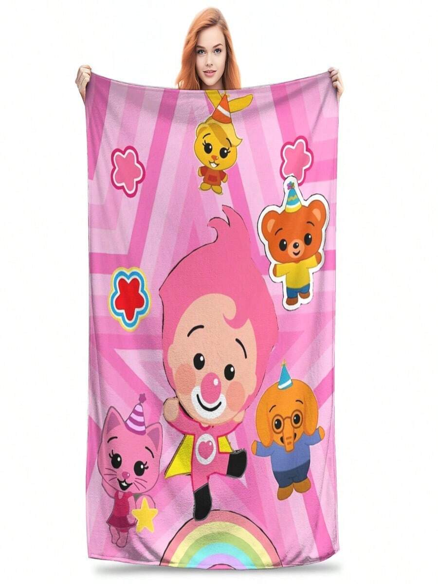 Plims Cartoon Clown Blankets Flannel Textile Decor Breathable Lightweight Throw Blanket For Sofa Outdoor Rug Piece - trắng - Xem 1