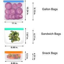 Reusable Sandwich Bags, Reusable Freezer Bags For Prepared Proteins, Meal Prep Portions, Fruits And Veggies, Dry Food, Home Decor, Party & Christmas Storage