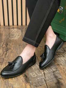 男士休闲乐福鞋时尚一脚蹬皮鞋发型师正装鞋大码四季正装鞋正式/商务正装