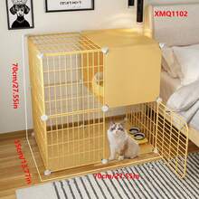 2-Tier Enclosed Cat Cage, Sturdy Indoor Cat House With Large Space For Kittens - Multicolor - View 2