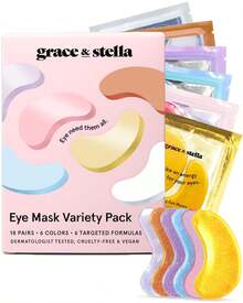Grace & Stella Under Eye Variety Pack - 18 Pairs Of Under Eye Patches Dark Circles - With 6 Colors (3 Pairs/Color) - Gel Masks Puffy Eyes Women - Vegan Cruelty Bridesmaid Gifts - 銅牌(6對) - 查看 10
