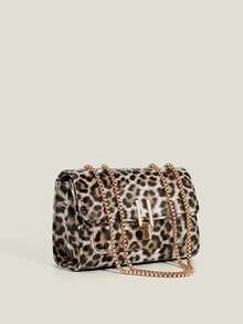 Simple Fashion Leopard Bag Female 2025 Early Autumn New Simple Western Retro Chain Shoulder Slung Small Bag. - Multicolor - View 5
