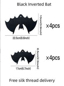 18 piezas/Decoraciones colgantes de murciélagos de Halloween, murciélagos negros grandes y realistas de 3D que parecen estar volando, decoraciones espeluznantes para el patio, interior y exterior, con regalo gratis de 10 metros de hilo de seda y agujas de enhebrar