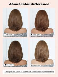 12 英寸亚麻棕色自然卷短鲍勃假发，优雅女士假发，耐热合成假发，角色扮演，节日日常时尚风格，适合万圣节和圣诞节礼物 - 亞麻棕 - 查看 10