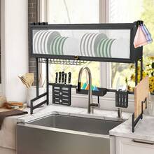 Dish Drainer, 3-Tier Stainless Steel Dish Drainer With Drip Tray, Dish Drainer With Cup Holder, Dish Dryer For Kitchen Counter - Đen-75*30*78cm - Xem 5