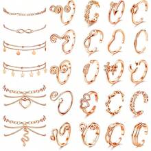 Milacolato Toe Rings And Ankle Bracelets For Women Silver Rose Gold Plated Anklet Toe Rings Cute Layered Anklets Open Tail Rings Adjustable Beach Foot Jewelry For Summer - 彩色 - 查看 13