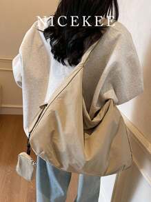 Geantă crossbody simplă, de înaltă calitate, cu capacitate mare, culoare solidă versatilă, cu portofel mic pentru monede de aceeași culoare, geantă unică casual și foarte atractivă pentru femei, potrivită pentru naveta la serviciu și cumpărături.