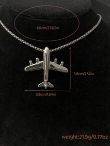 1 件新款欧美时尚男士不锈钢项链，配复古天使翅膀吊坠、圣本笃钥匙吊坠、嘻哈飞机吊坠，适合服装搭配、节日礼物、日常佩戴 - 銀色 - 查看 7