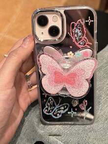 1 Dreamy Butterfly Phone Sliding Stand, Phone Case Adhesive Stand, TV Series Watching Wonder, High-End Retractable And Detachable Stand Compatible With IPhone, Android Phone, Gift For Birthday, Family, Friends Push-Pull Phone Grip Phone Holder Phone Accessories - Multicolor - View 8