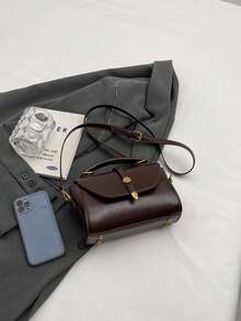 2025 新款绒面革和 PU 皮革迷你方形单肩包，咖啡棕色复古斜挎包，适合日常使用、约会、礼物、购物、钱包、年轻女性、大学生、办公室女士、商务、通勤、户外活动、旅行 - 咖啡 - 查看 10