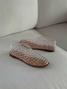 XIXITIAO 1 Đôi dép sandal lưới hở mũi thời trang thoải mái, giày bệt hở mũi, giày sandal thiết kế độc đáo, giày lười lưới đế mềm chống trượt, trang phục ngoài trời/nghỉ dưỡng - Trong suốt - Xem 3