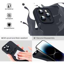 Ốp lưng điện thoại iPhone 17 Pro bằng silicon lỏng có [Bảo vệ toàn diện camera] [Lớp lót sợi siêu mịn chống trầy xước], Ốp lưng điện thoại màu trơn siêu mỏng chống sốc, tương thích với iPhone 17/16/15/14/13/12/11 Pro Max Plus - màu đen - Xem 2