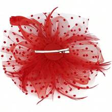 Ibeauti Fascinator Hats With Screentouch Lace Gloves Set Women Tea Party Cocktail Wedding Derby Headwear Short Gloves - 02 Red - 查看 7
