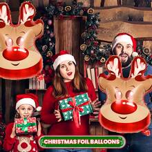 1pc/2pcs Christmas Reindeer Foil Balloons, Forest Animal Reindeer Shaped, Suitable For Christmas, Holiday Parties, Room, Christmas Family Gathering, Christmas Party Decoration