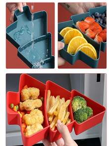 1 pieza Plato para aperitivos navideños, bandeja para aperitivos con forma de árbol de Navidad con compartimentos para nueces, caramelos, frutas secas y semillas, de plástico resistente, diseño de árbol de Navidad, ideal para fiestas navideñas, vajilla navideña, barra de caramelos (color y estilo aleatorios)