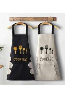 女士围裙，带口袋的厨房围裙，包括手巾口袋，防水，可用于烹饪和烘焙 - 彩色 - 查看 3