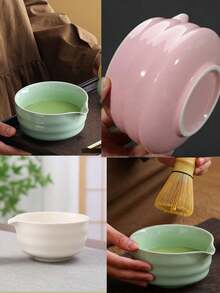 1 件 500ml 手工复古螺纹抹茶碗,精致耐用,方便携带和使用的日式茶道碗,适用于商务会议、艺术欣赏、旅行、休闲等场合 - 彩色 - 查看 2