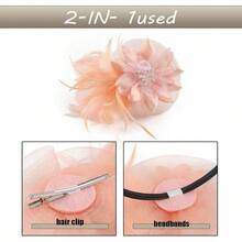 Fascinators Hats Women,Tea Party Fascinator Hair Clip With Feathers Wedding,Derby Hats Headbands - Style1-血牙 - 查看 4