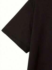 Camiseta Casual de Manga Corta con Cuello Redondo para Hombre, Diseño Creativo con Estampado, Diseño Simple, Proceso de Tejido - Negro - Ver 7