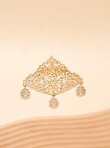 3pcs 24K Gold Plated Algerian Women Jewelry Set, Earrings, Bracelet, Brooch, Palace Vintage Style, Exquisite Hollow Design, Bridal Wedding Party Accessories, Women Gift, Clothing Decoration