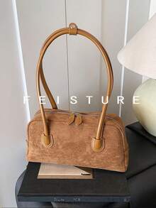 1 件复古绒面革保龄球包，拉链开合，适合日常外出、约会、通勤